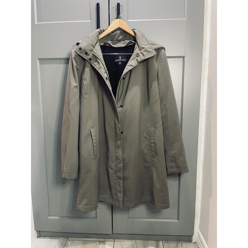 Women's London Fog Trench Coat, Removable Lining, Black, XL Reg.
